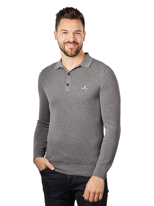 Gant Cotton Pique Polo Long Sleeve Herren Pullover