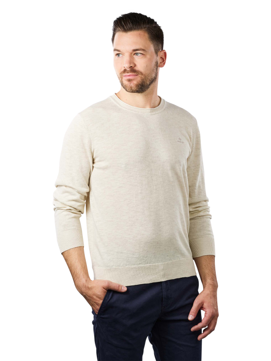 Gant Cotton Linen Pullover Crew Neck Men's Sweater