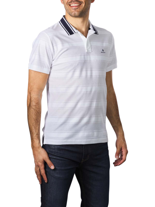 Gant Texture Stripe SS Rugger Polo Pique Men's Polo Shirt