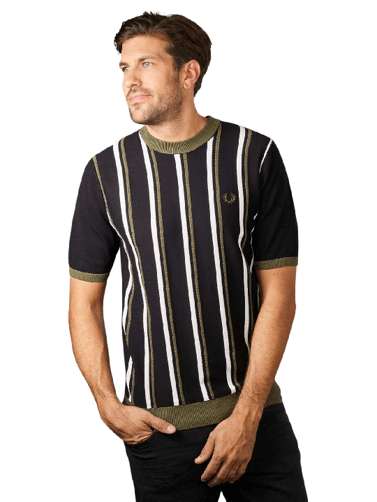 Fred Perry Stripe Knitted Ringer Shirt T-Shirt Homme