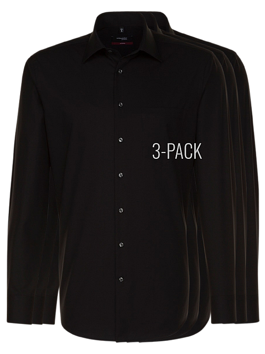 Seidensticker 3-Pack Regular Fit Kent Bügelfrei Herren Hemd