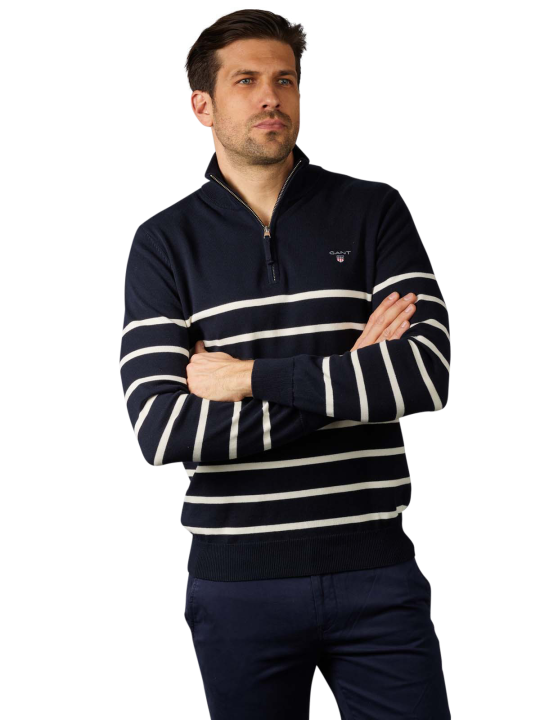 Gant Breton Stripe Pullovert Half Zip Herren Pullover
