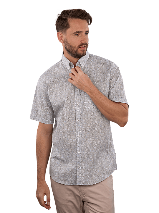 Brax Dan P Shirt Short Sleeve Button Down Minimal Print Men's Shirt