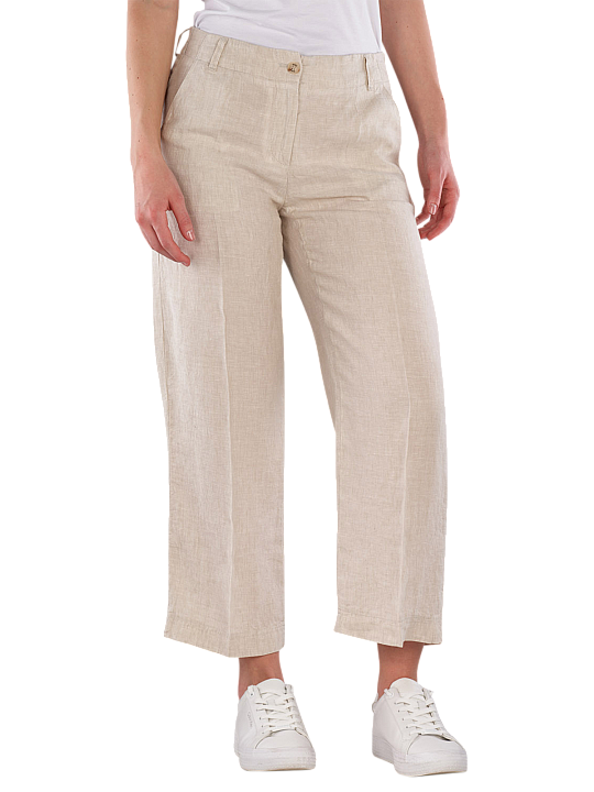 Brax Maine S 5-Pocket Pants Wide Leg Cropped Linen Pantalon Femme