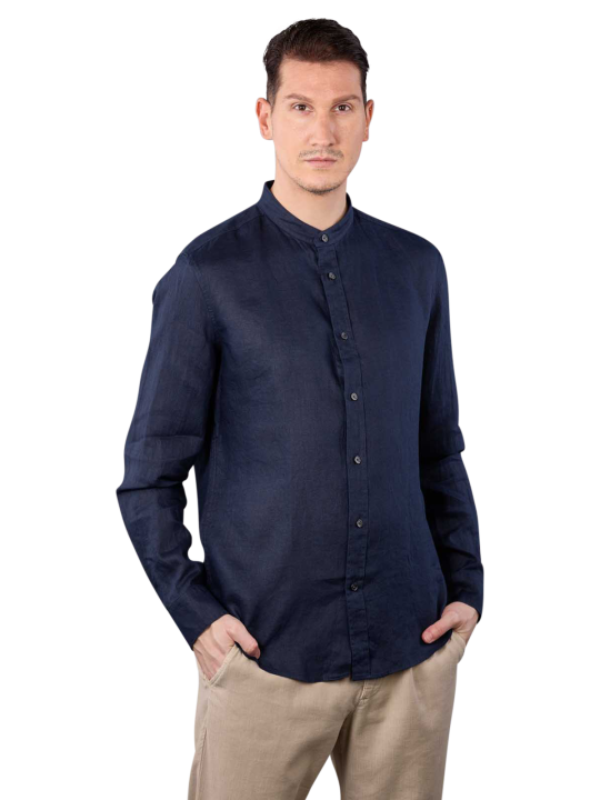 Drykorn Linen Tarok Shirt Stand Up Collar Chemise Homme