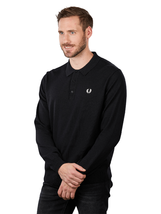 Fred Perry Long Sleeve Polo Shirt Classic Knitted Chemise Polo Homme