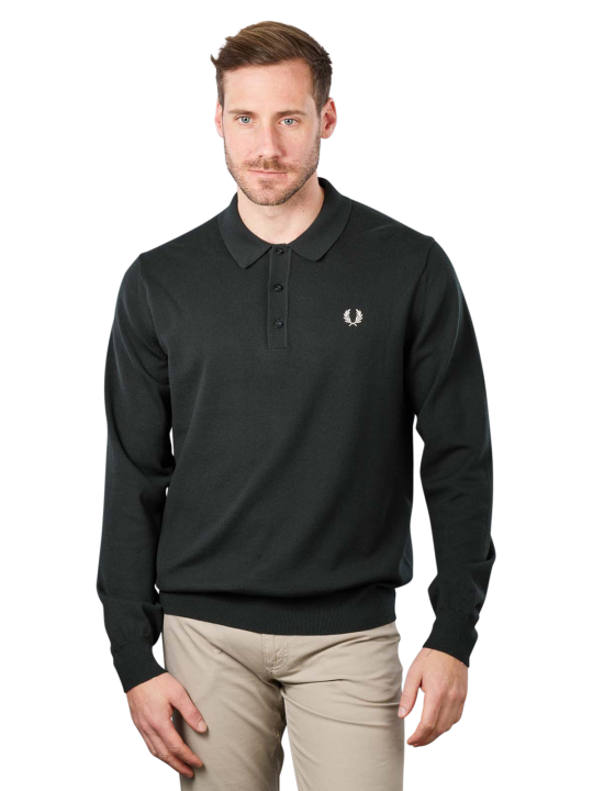 Fred Perry Long Sleeve Polo Shirt Classic Knitted Pullover Homme