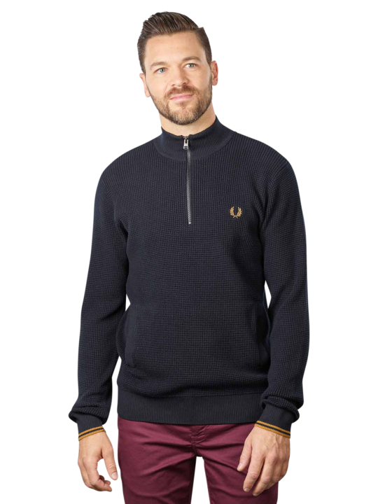 Fred Perry Waffle Stitch Pullover Half Zip Men's Sweater