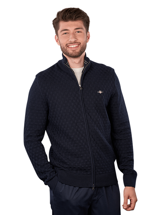 Gant Cardigan Zip Micro Texture Herren Pullover