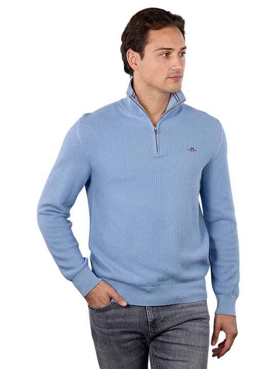 Gant Cotton Micro Textured Pullover Half Zip Herren Pullover