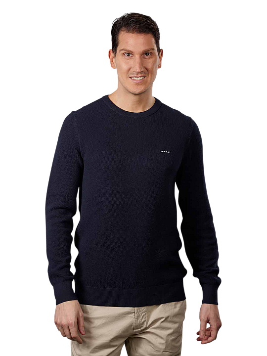Gant Cotton Pique Pullover Crew Neck Herren Pullover