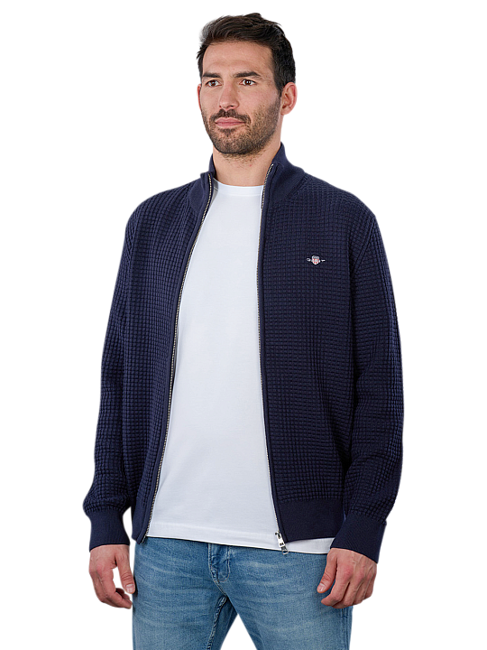 Gant Zipped Textured Cardigan Cotton Herren Pullover