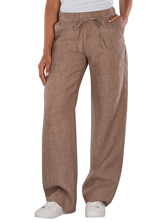 Mac Chiara Belt Chino Wide Leg Pure Linen Pantalon Femme
