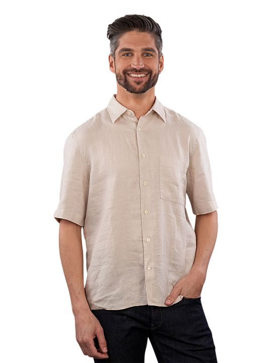 Marc O'Polo Linen Shirt Short Sleeve Chest Pocket Pullover Homme