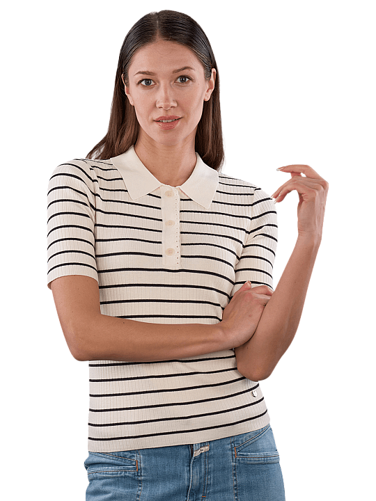 Mos Mosh Caliz Polo Shirt Knitted Stripes Women's Polo Shirt