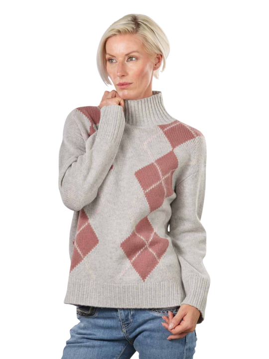 Mos Mosh Turtle Neck Zima Pullover Diamond Knit Women's Sweater