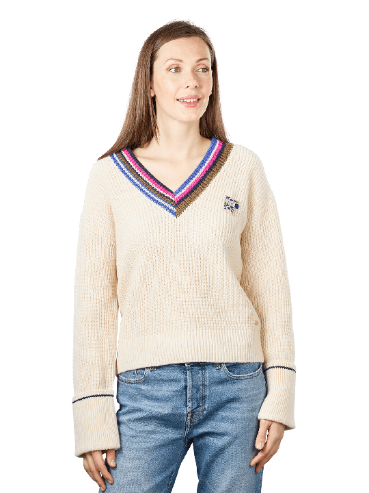 Scotch & Soda Coloured Trim V-Neck Pullover Women's Sweater