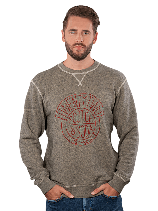 Scotch & Soda Denim Washed Artwork Sweater Crew Neck Herren Pullover