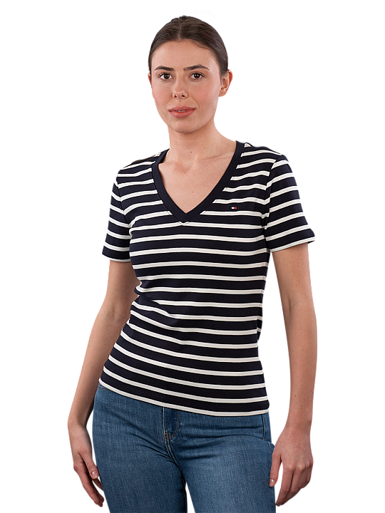 Tommy Hilfiger Cody T-Shirt V-Neck Striped Women's T-Shirt