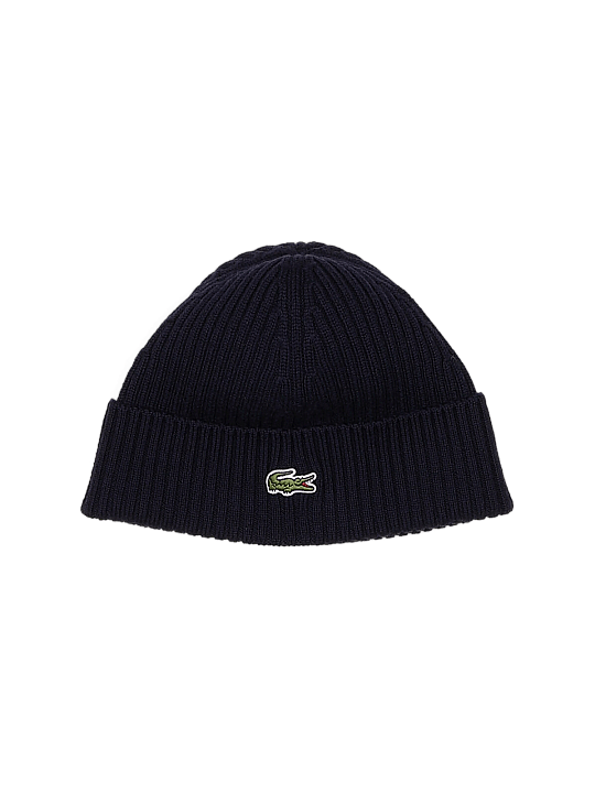 Lacoste Rib Knit Brushed Wool Beanie 