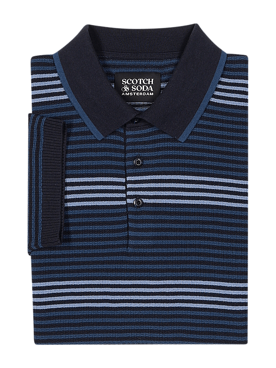 Scotch & Soda Polo Shirt Stripe Structure Knit Chemise Polo Homme