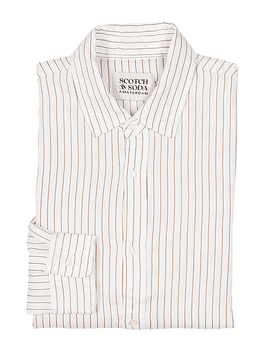 Scotch & Soda Shirt Regular Fit Striped Linen Chemise Homme